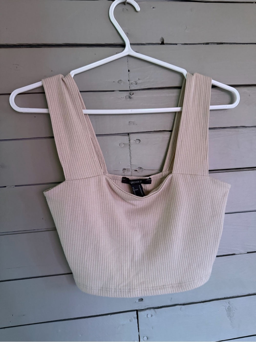 Forever 21 Beige Ribbed Crop Tank